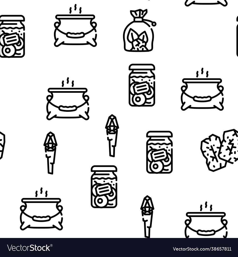 Magic mystery objects seamless pattern