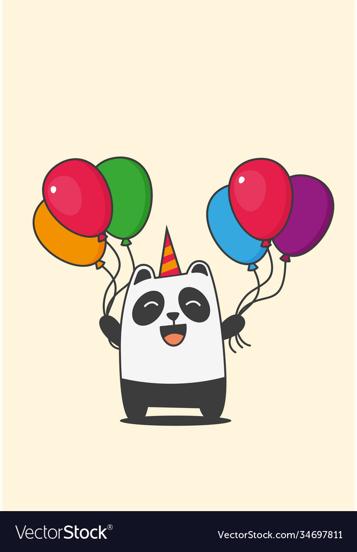 Panda with flag flat style design Royalty Free Vector Image