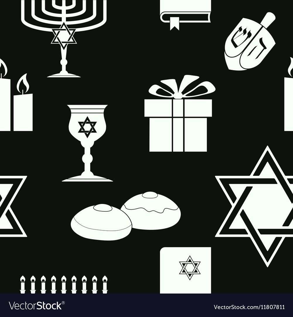Seamless pattern with hanukkah symbol icons