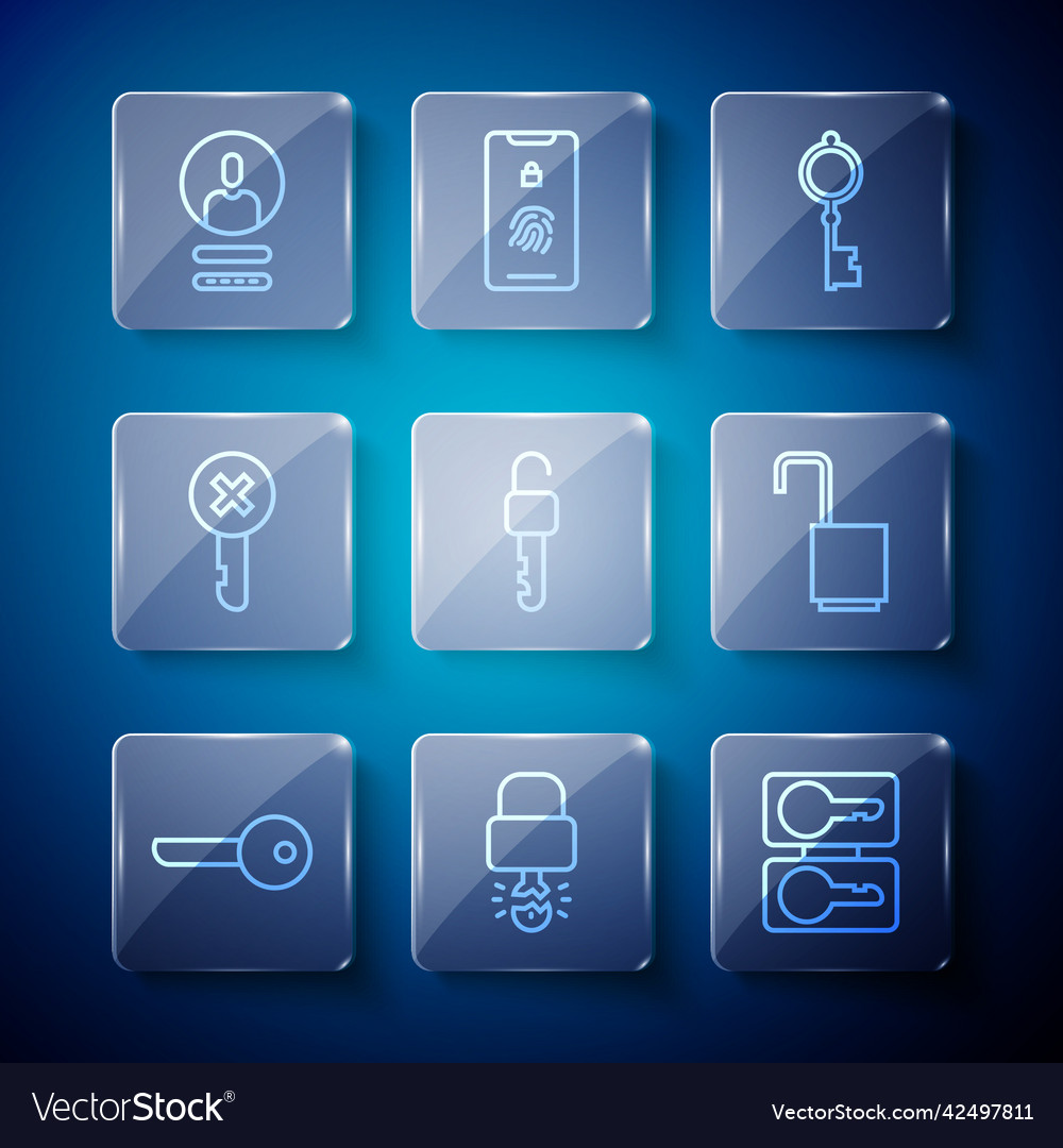 Set line key broke inside of padlock casting Vector Image Set line key broke inside of padlock casting