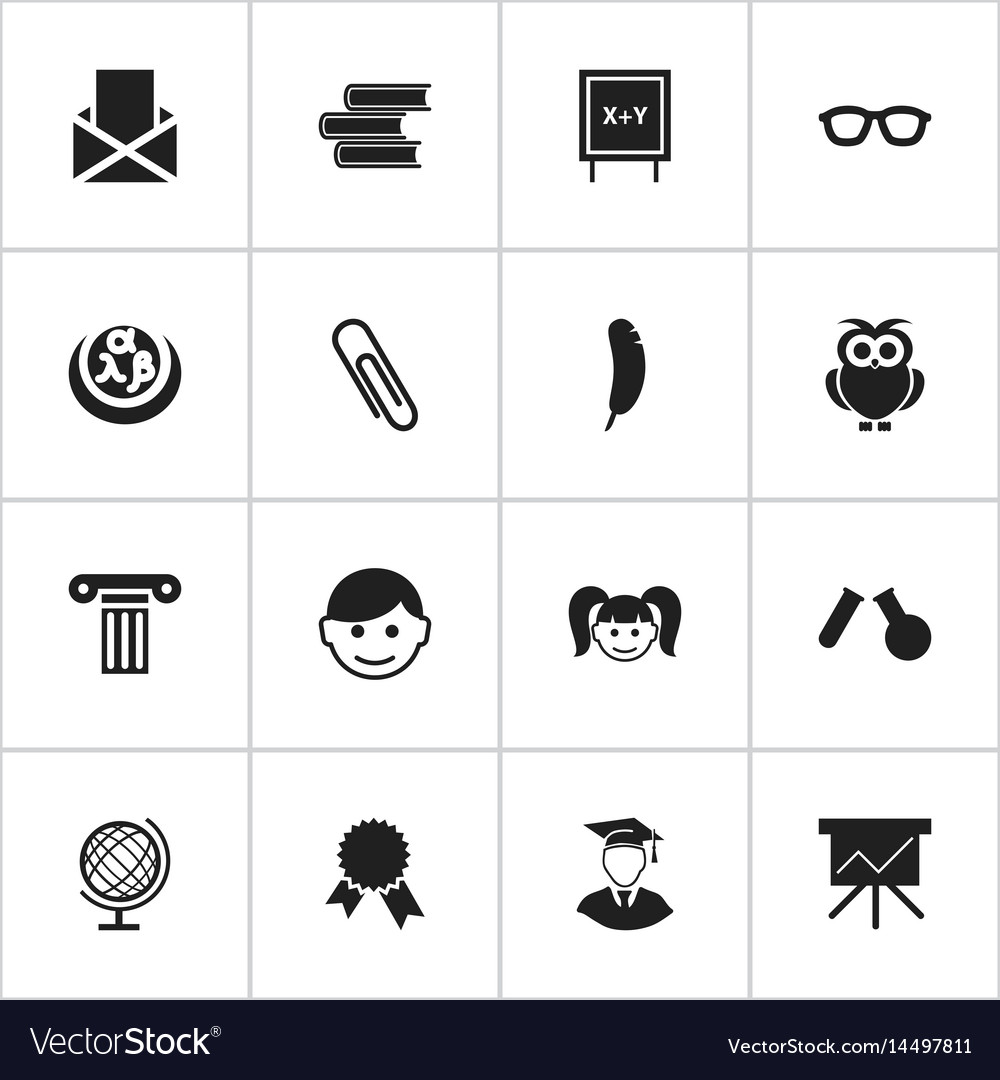 Set of 16 editable science icons includes symbols