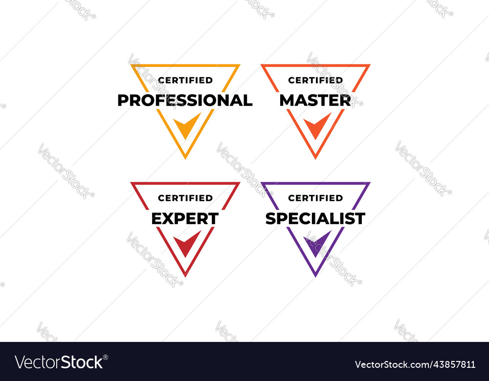 Triangle certified badge emblem label logo design Vector Image