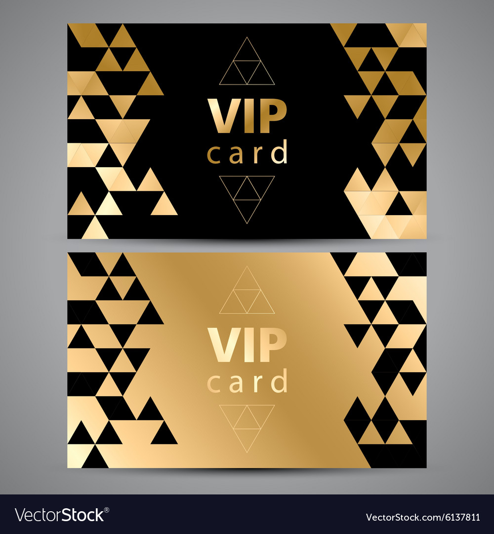 Vip cards black and golden design triangle Vector Image