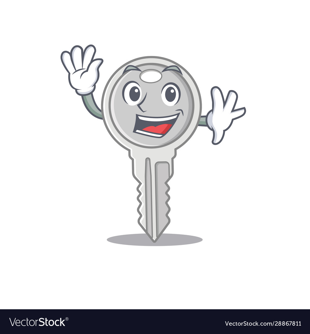 Waving friendly key in cartoon character design Vector Image