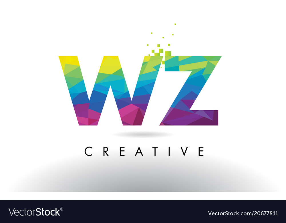 Wz w z colorful letter origami triangles design