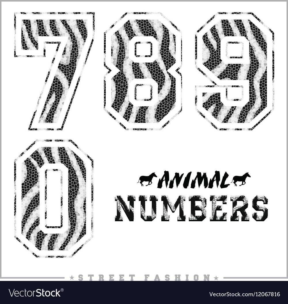 Animals mosaic numbers for t-shirts posters card
