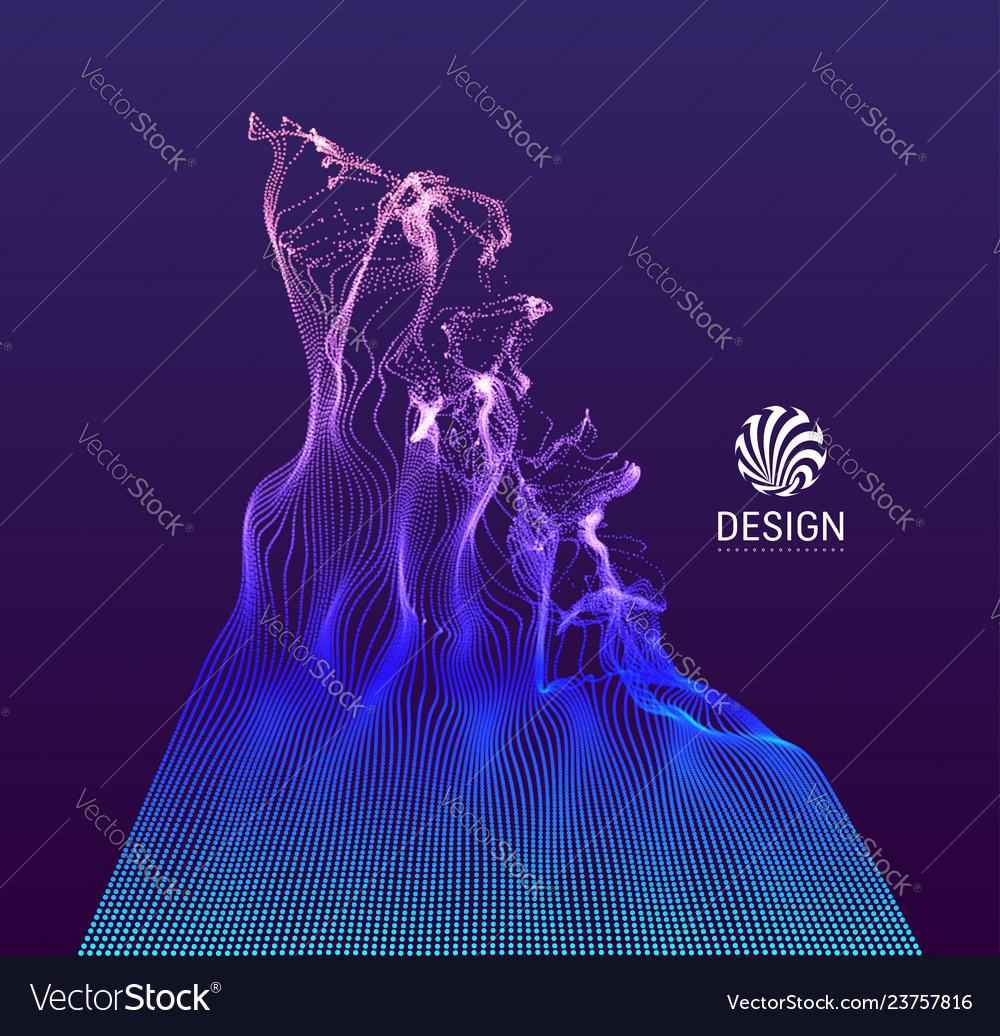 Array with dynamic emitted particles water splash vector image Array with dynamic emitted particles water splash