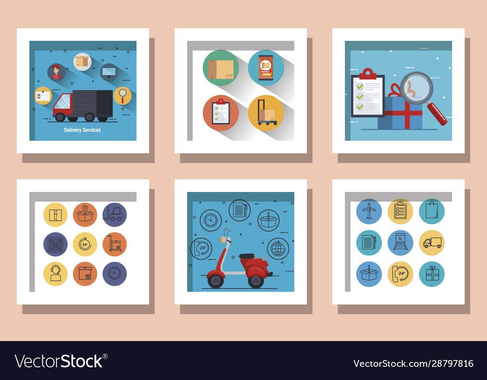 Paketlieferservice Designs mit Icons vector image Paketlieferservice Designs mit Icons