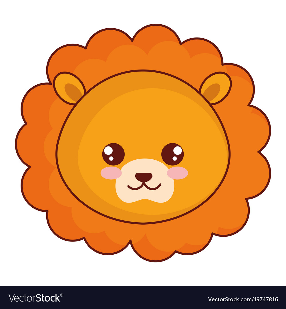 Cute and tender lion head character Royalty Free Vector