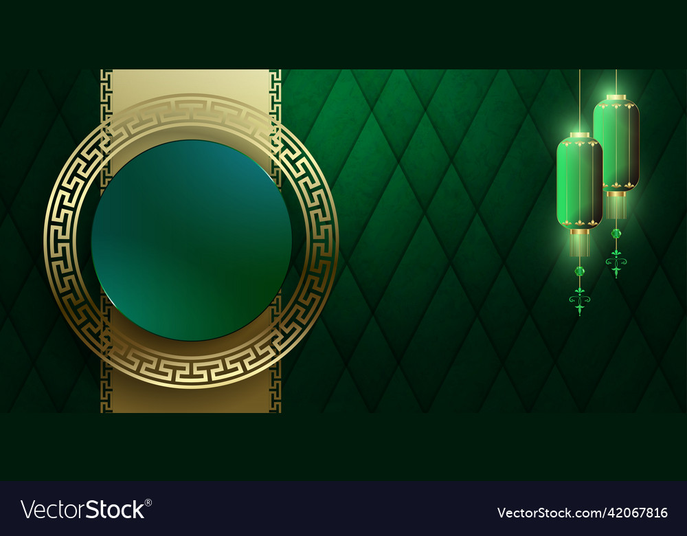 Dark green gradient background with round frames