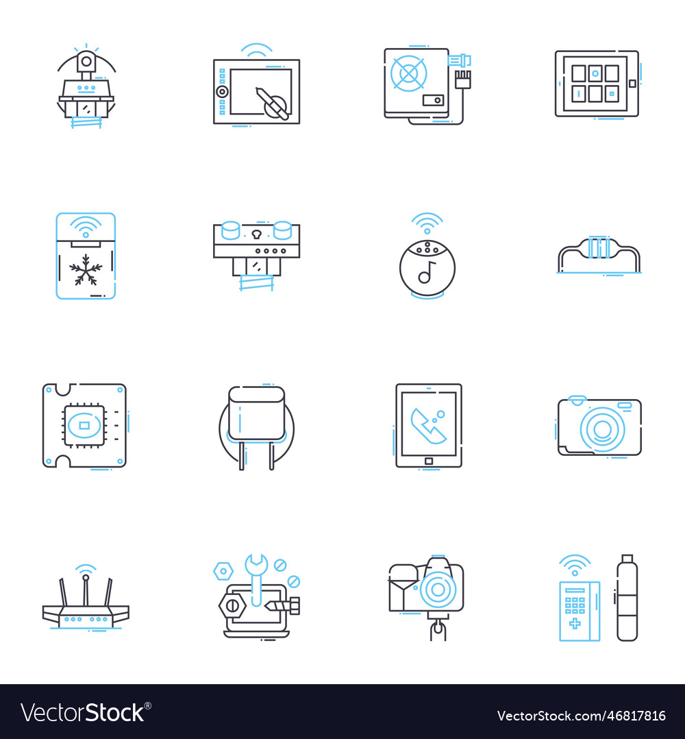 Digital devices linear icons set smartph tablet vector image Digital devices linear icons set smartph tablet