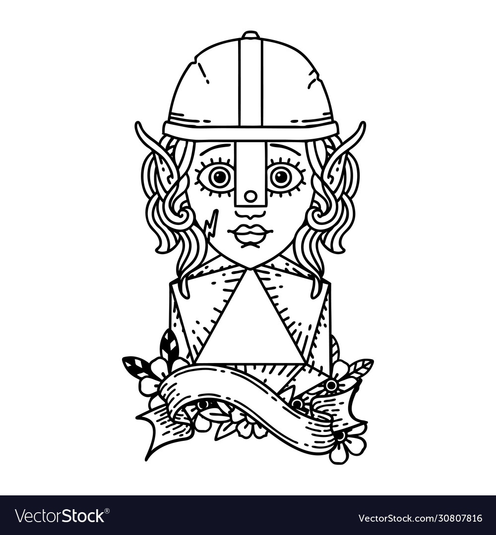 Elf fighter character with natural twenty dice