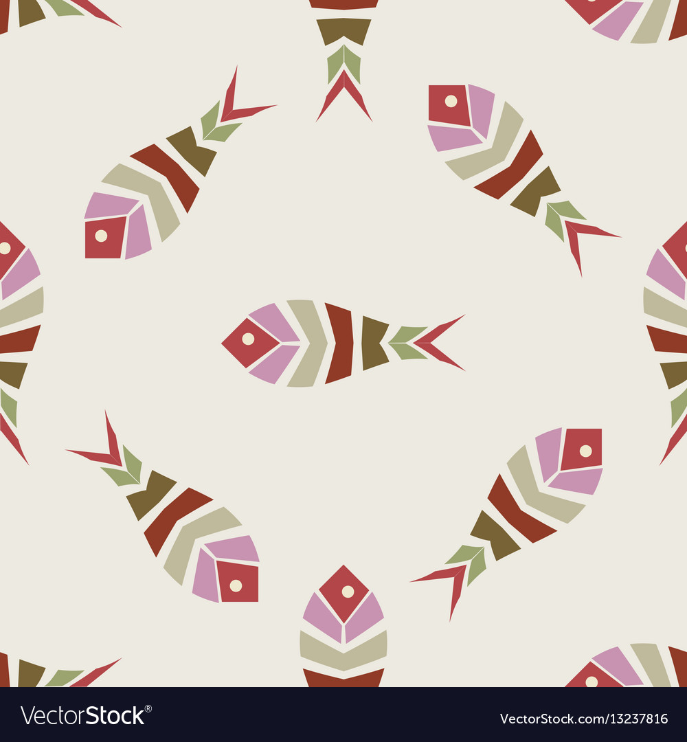 Flock of fish mosaic seamless pattern