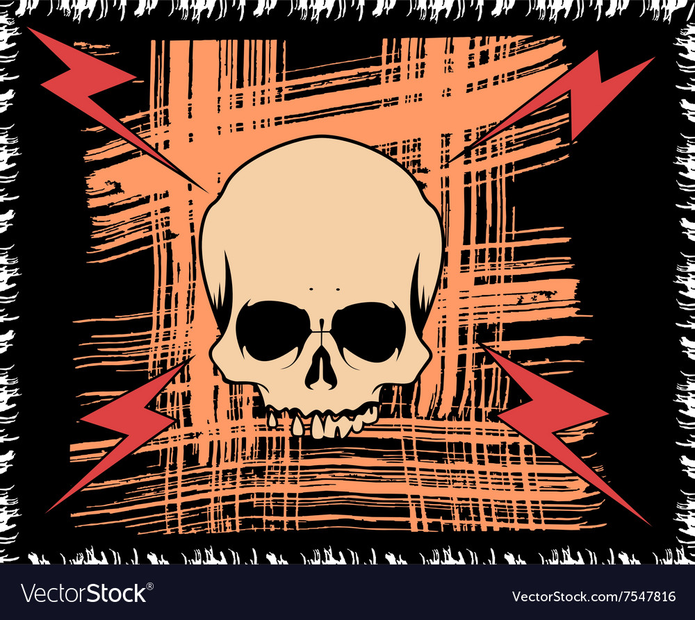 Grange background with scull and lightning