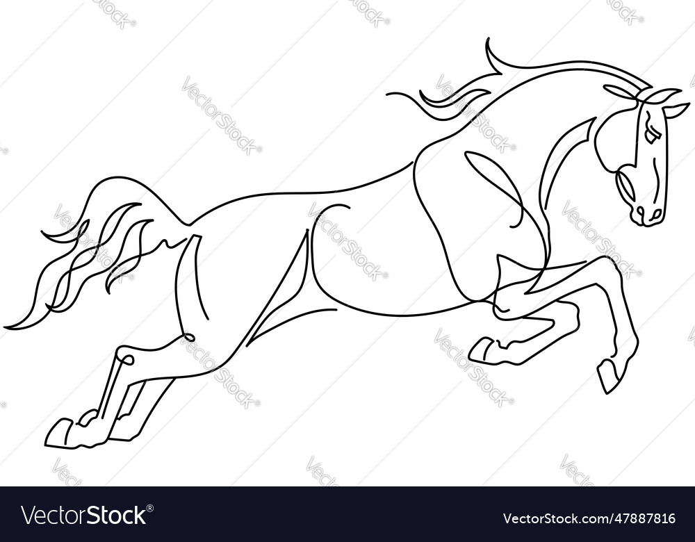 Horse In Jump Line Tattoo Royalty Free Vector Image