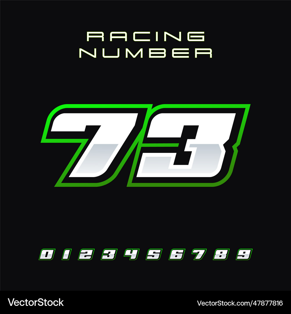 Racing number design template 73 Royalty Free Vector Image