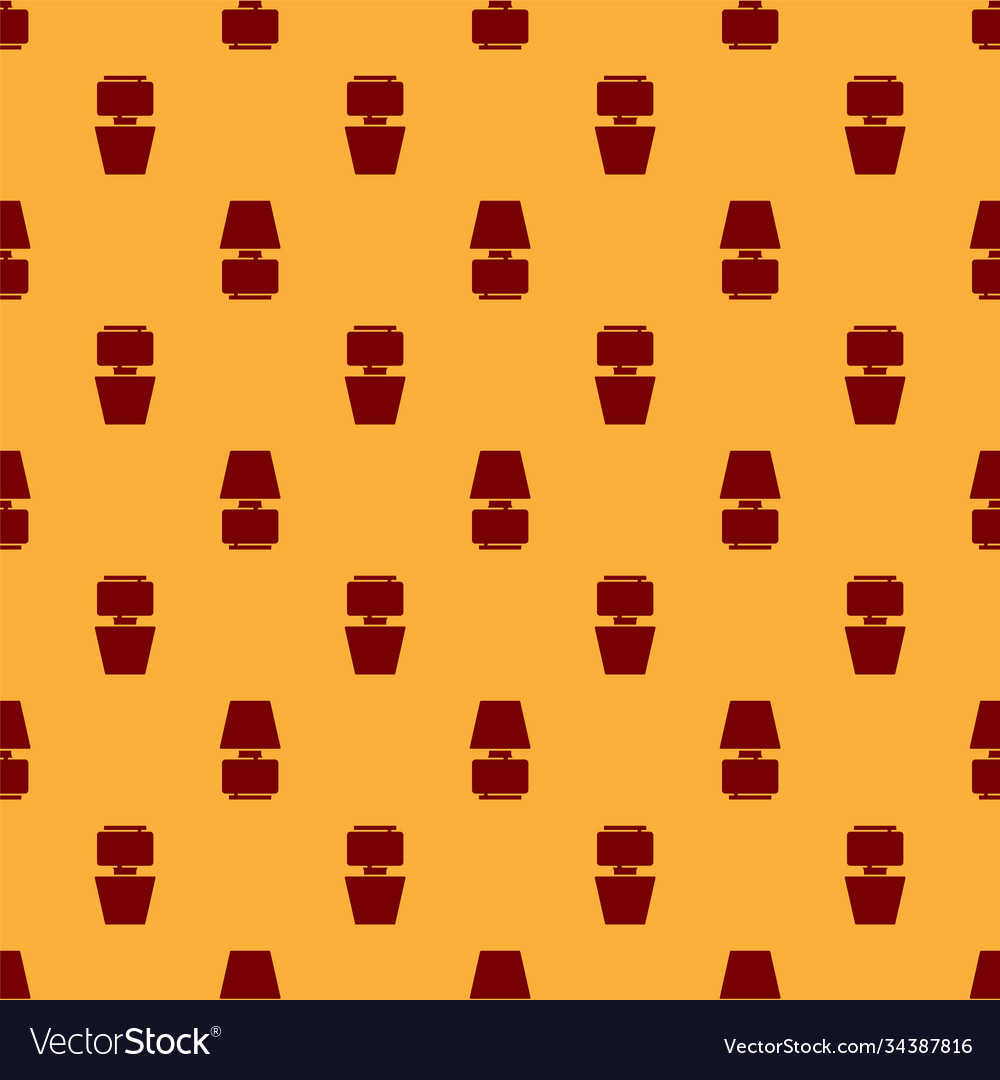 Red table lamp icon isolated seamless pattern