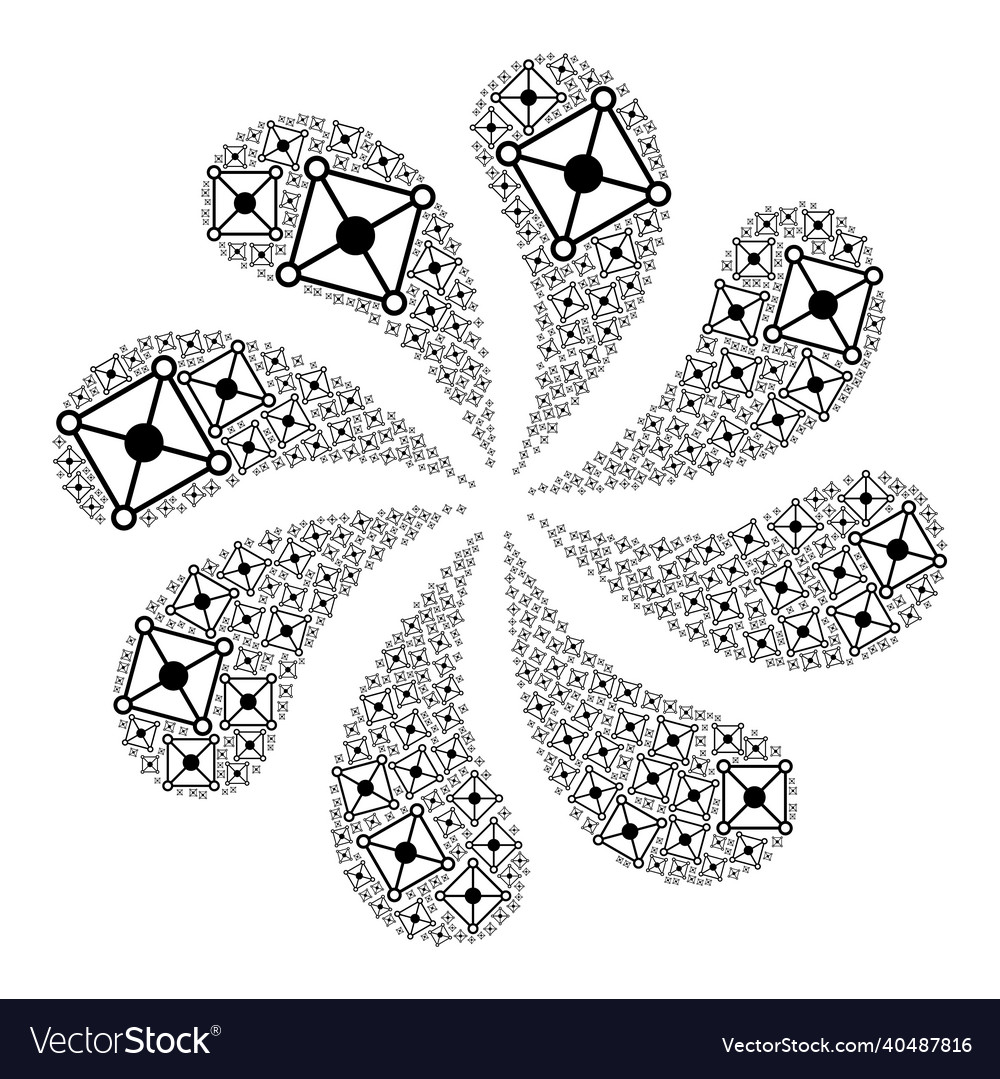 Rhombus grid node icon twirl stream vector image Rhombus grid node icon twirl stream
