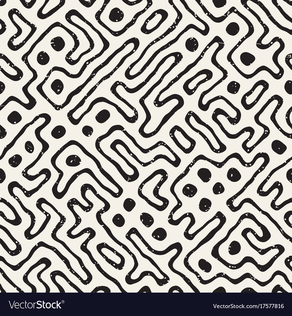 Seamless pattern with maze lines monochrome