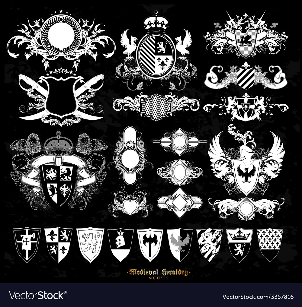 Set medieval heraldry Royalty Free Vector Image