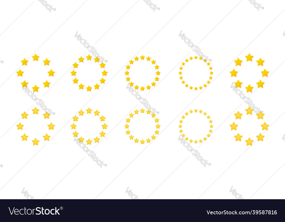 Set stars in a circle with shadow 2 Vector Image Set stars in a circle with shadow 2