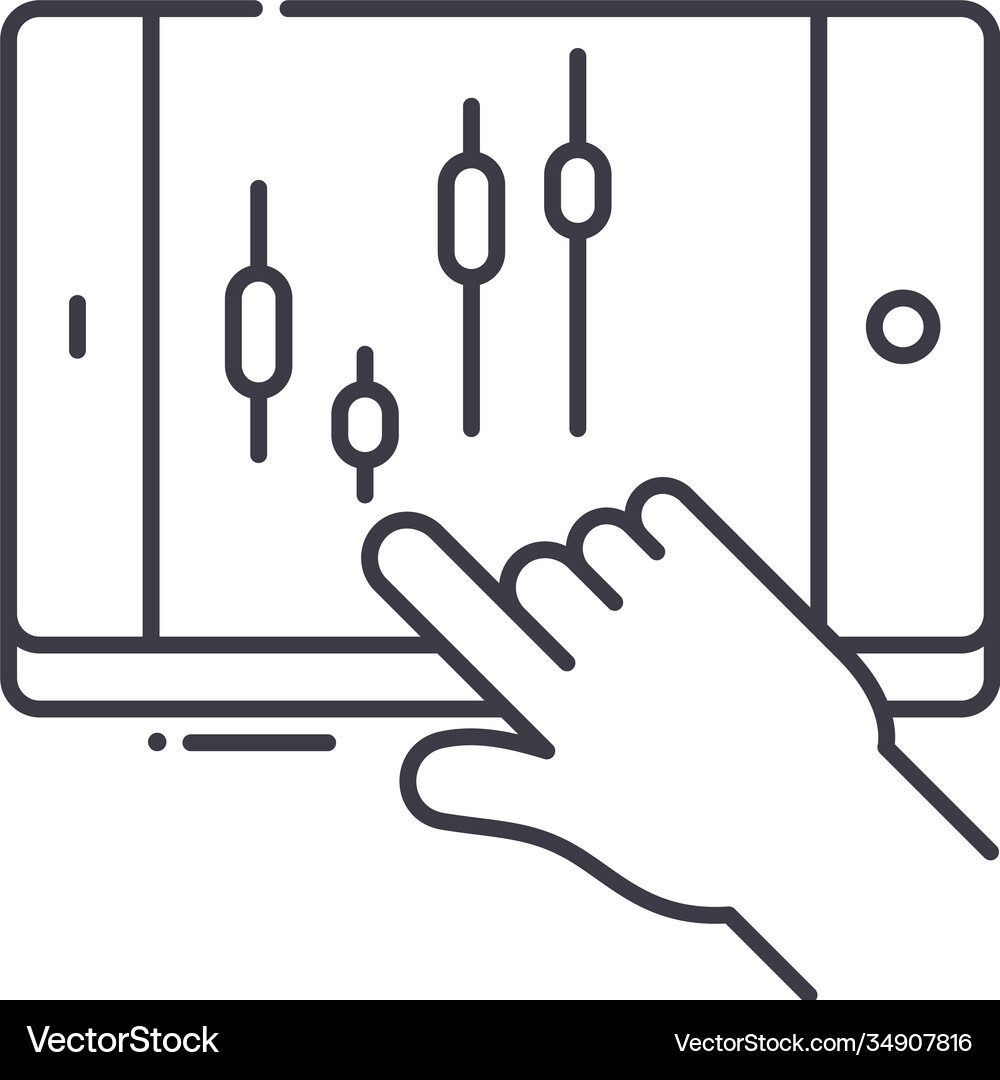 Trading analysis icon linear isolated Royalty Free Vector