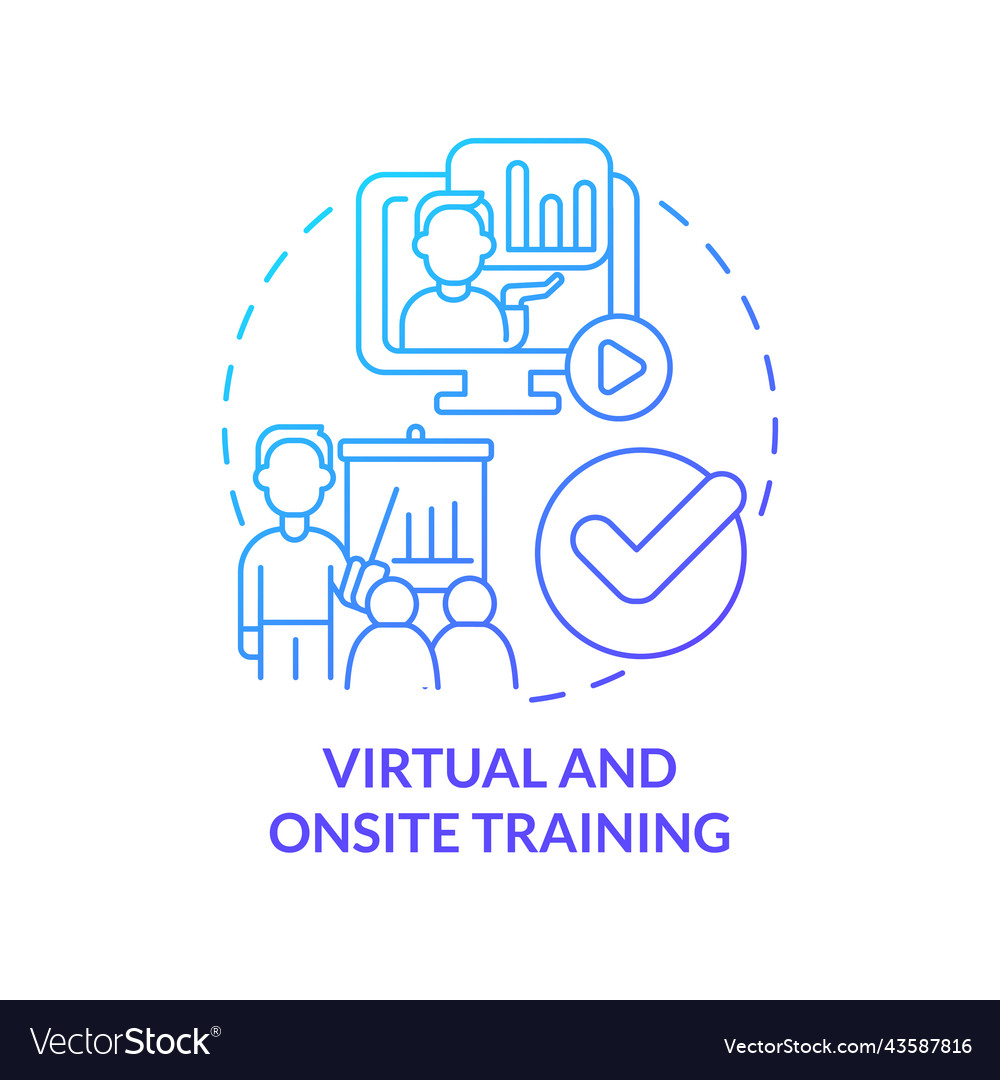 Virtual and onsite training blue gradient concept Vector Image