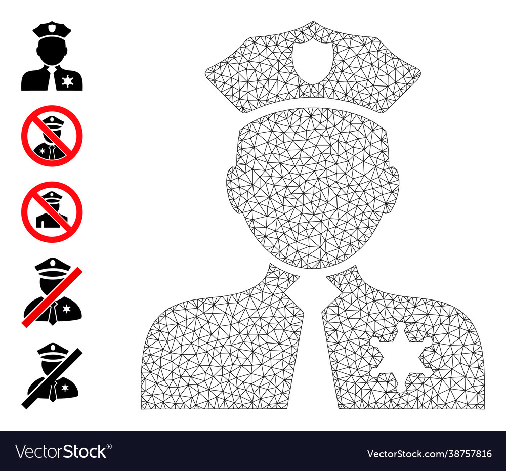 Web network police person icon with simple vector image Web network police person icon with simple
