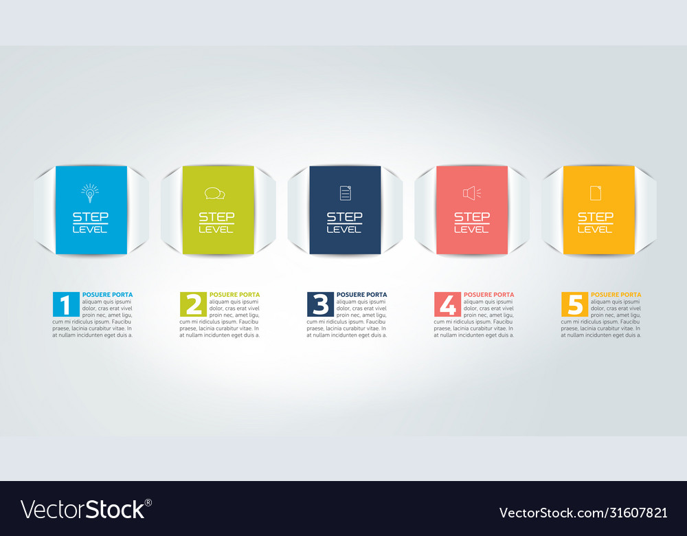 5 steps tutorial chart diagram timeline one two