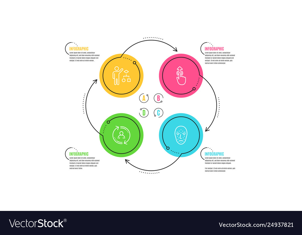 Algorithm swipe up and user info icons set face vector image Algorithm swipe up and user info icons set face