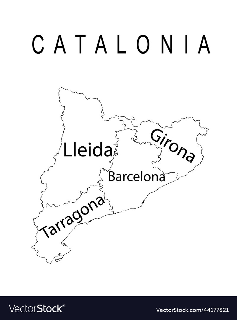 Autonomous community line contour catalonia map