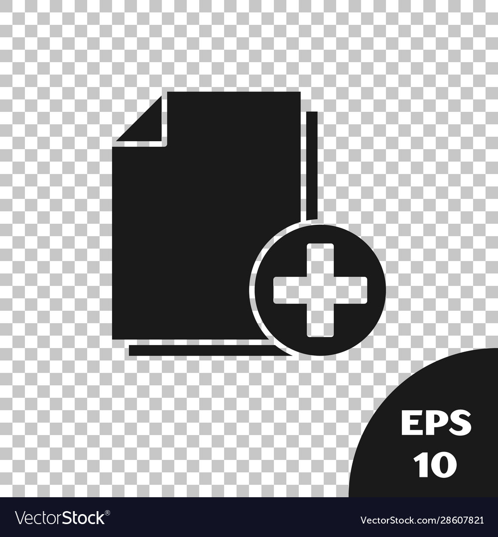Black add new file icon isolated on transparent vector image Black add new file icon isolated on transparent