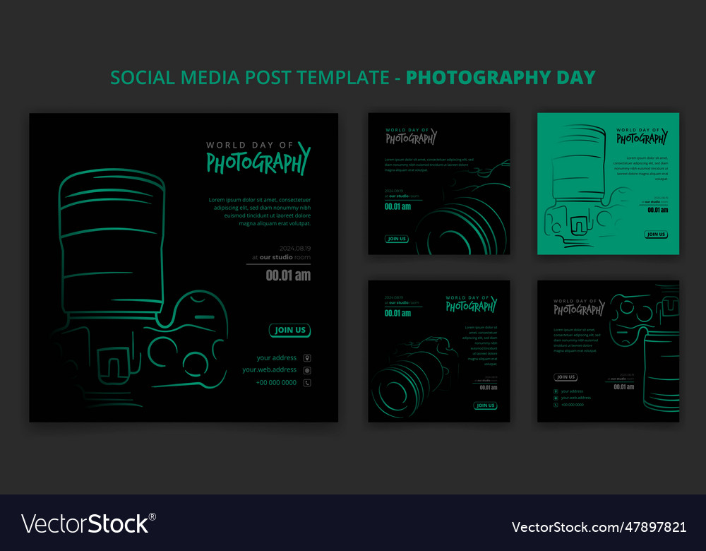 Black green social media post template with line