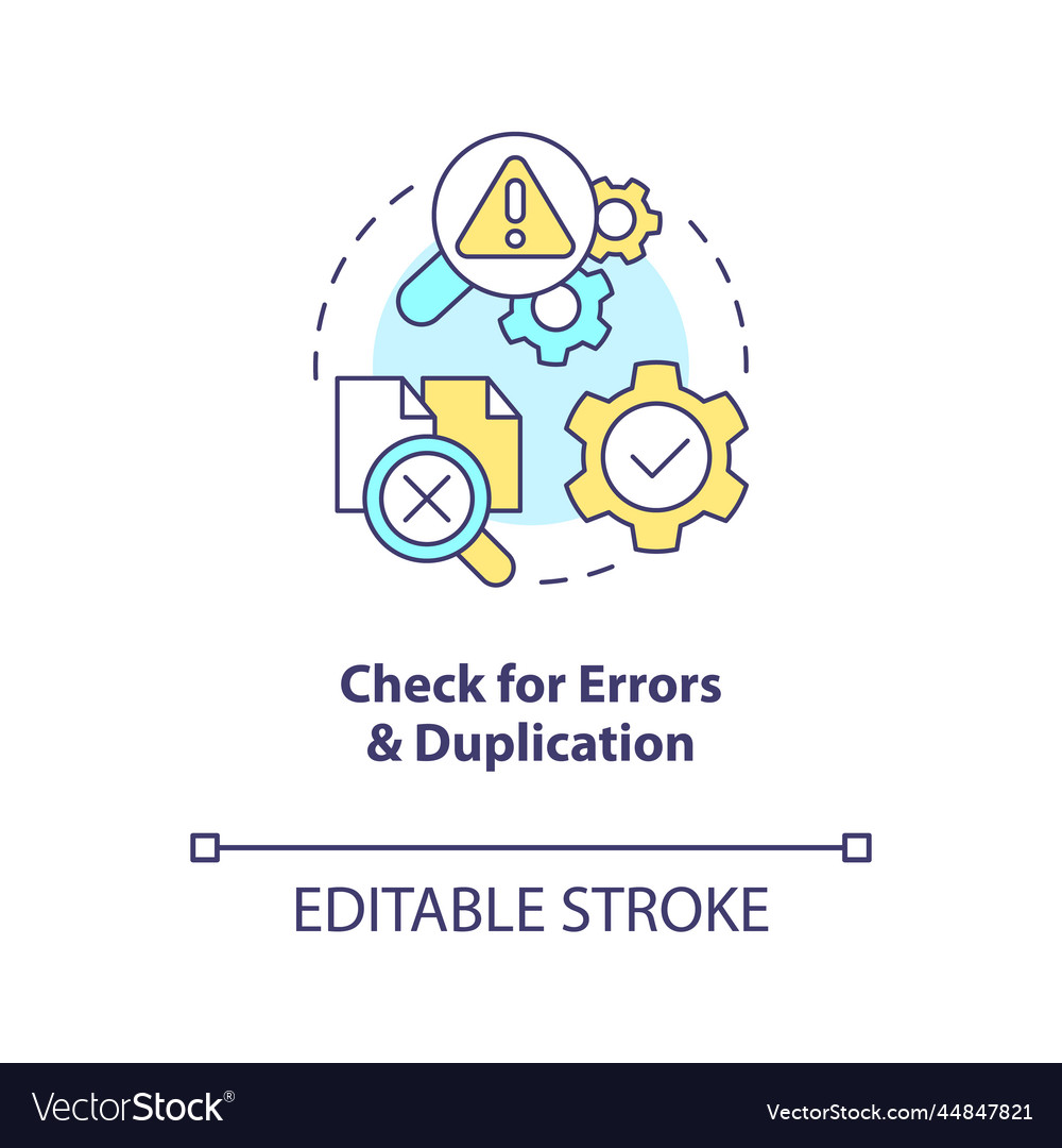 Check for errors and duplication concept icon vector image Check for errors and duplication concept icon