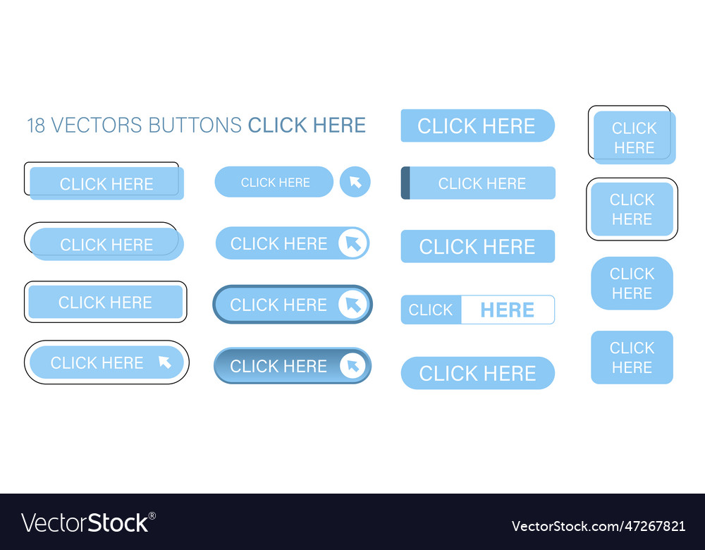 Click here is a set of simple modern buttons Vector Image