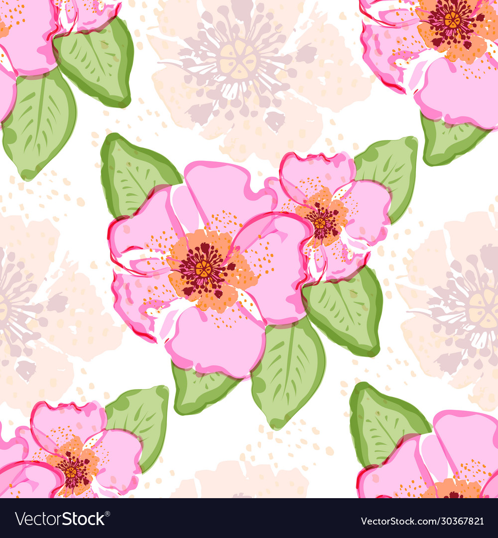 Colorful floral seamless pattern with hand drawn Vector Image