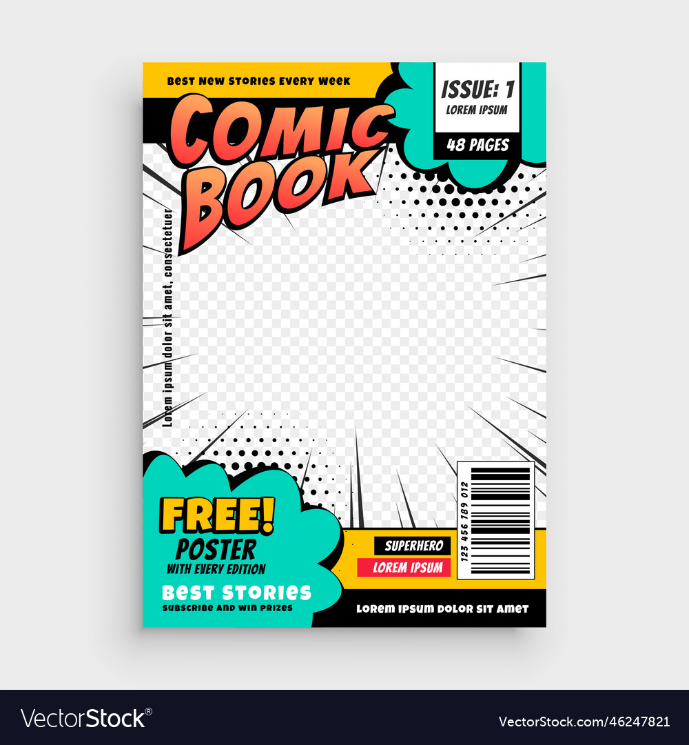 Comic book page cover design concept Royalty Free Vector