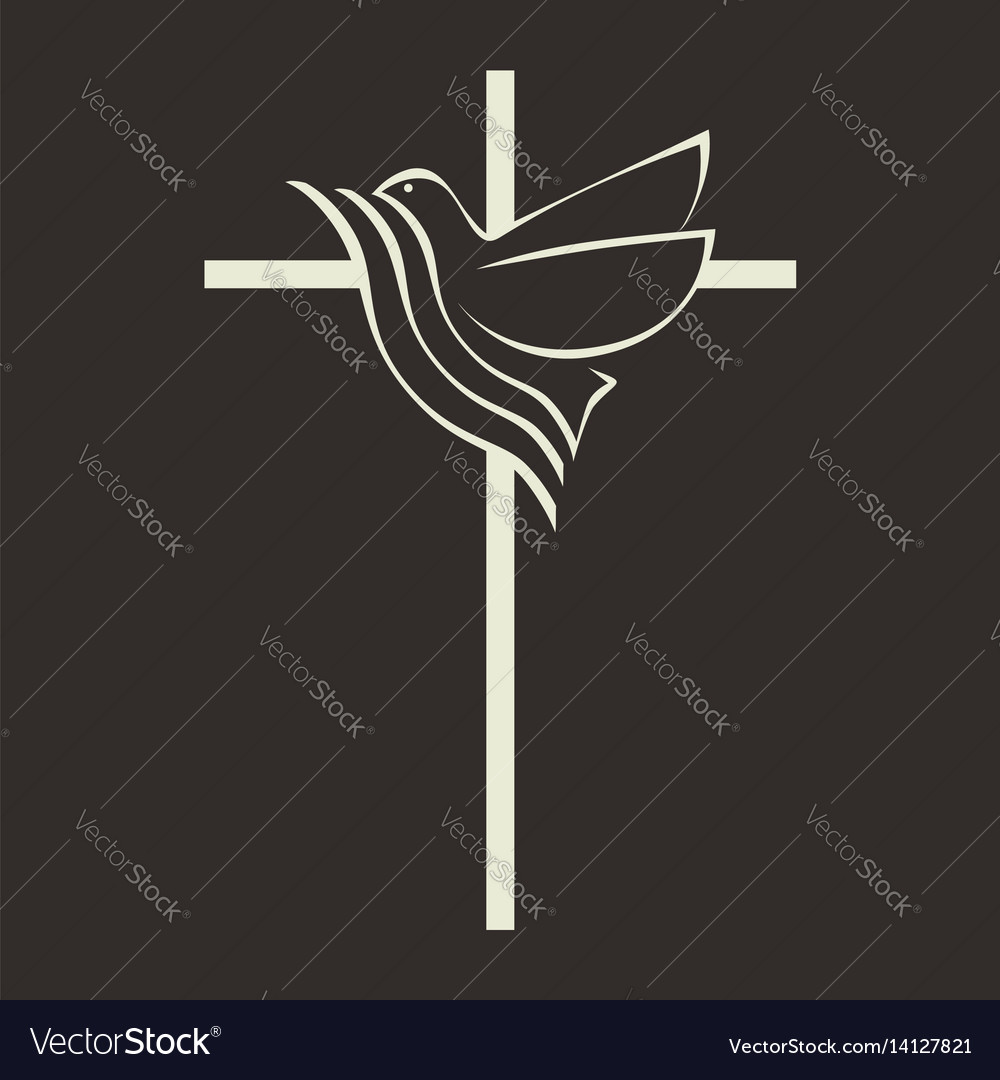 Cross of jesus and the dove Royalty Free Vector Image