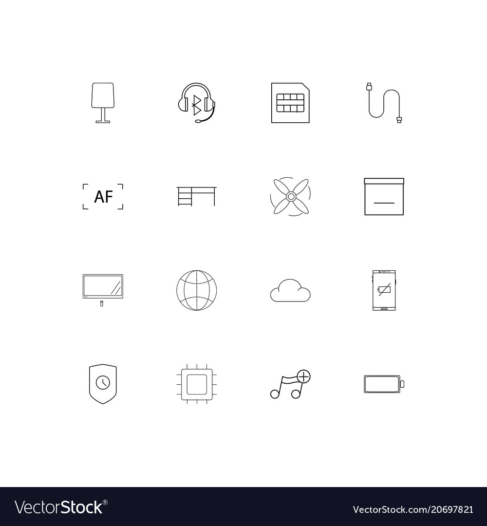 Devices simple linear icons set outlined