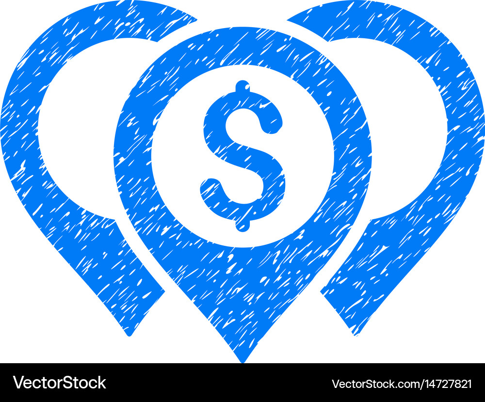 Dollar map pointers grunge icon Royalty Free Vector Image