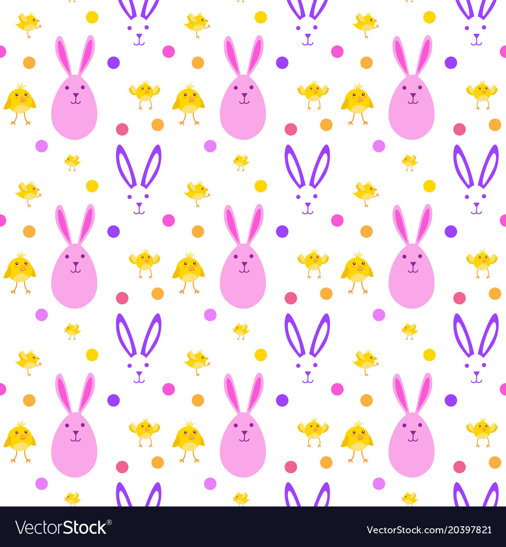 Easter cute seamless pattern with yellow chicken