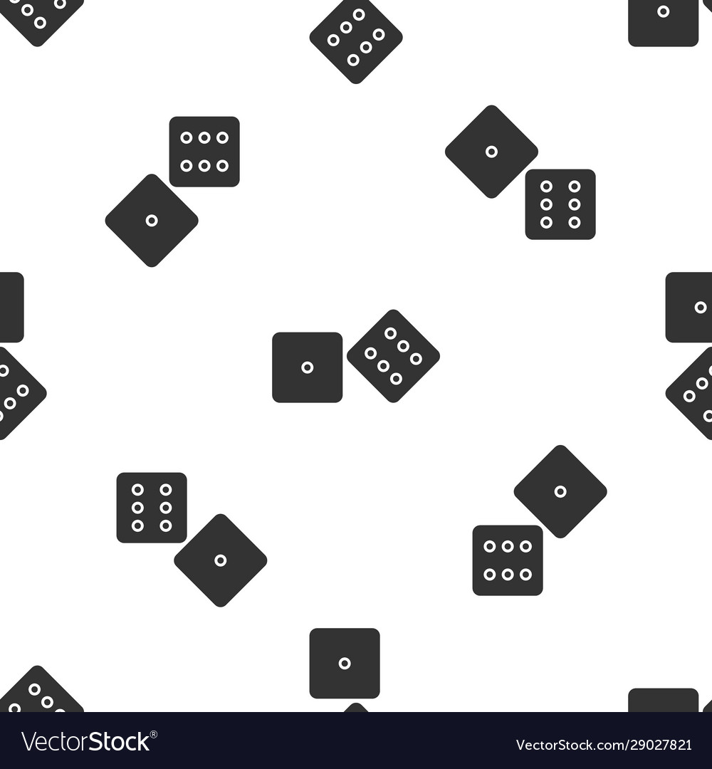 Grey game dice icon isolated seamless pattern