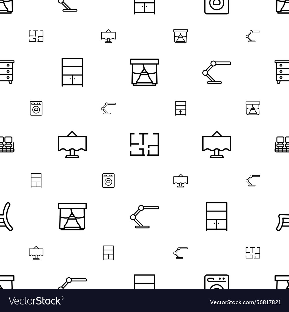 Interior icons pattern seamless white background