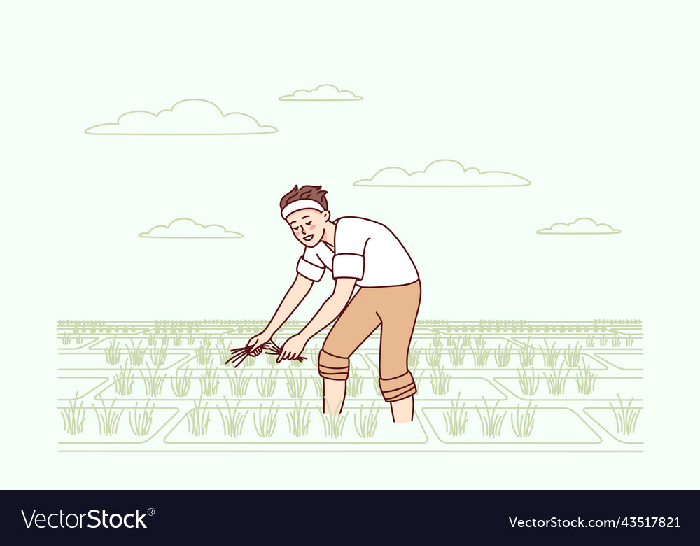 Male farmer working in field royalty free vector image