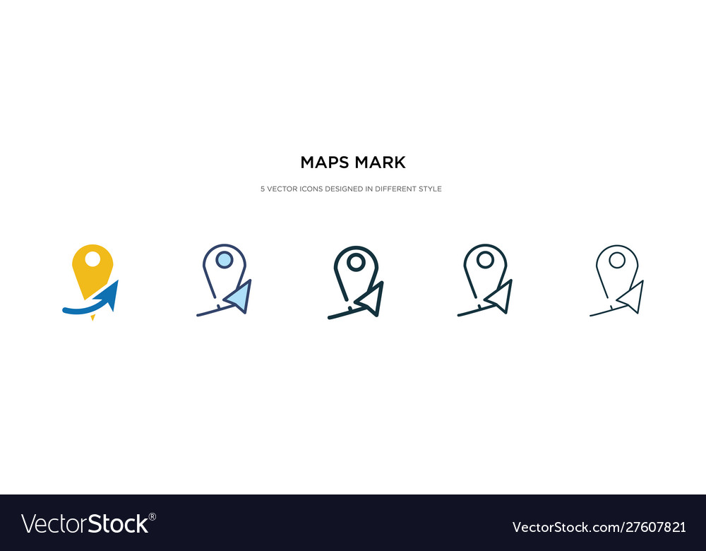 Maps mark icon in different style two colored