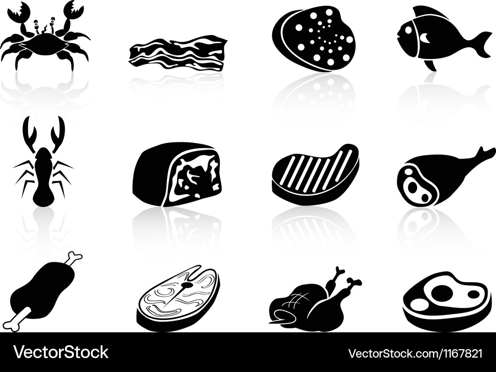 Meat icons set Royalty Free Vector Image - VectorStock