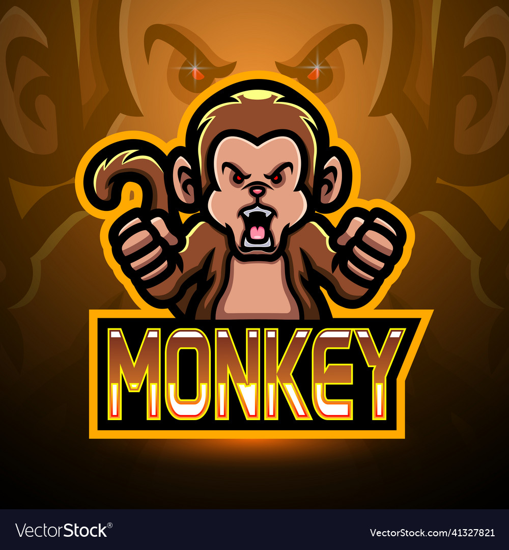 Monkey esport logo mascot design Royalty Free Vector Image