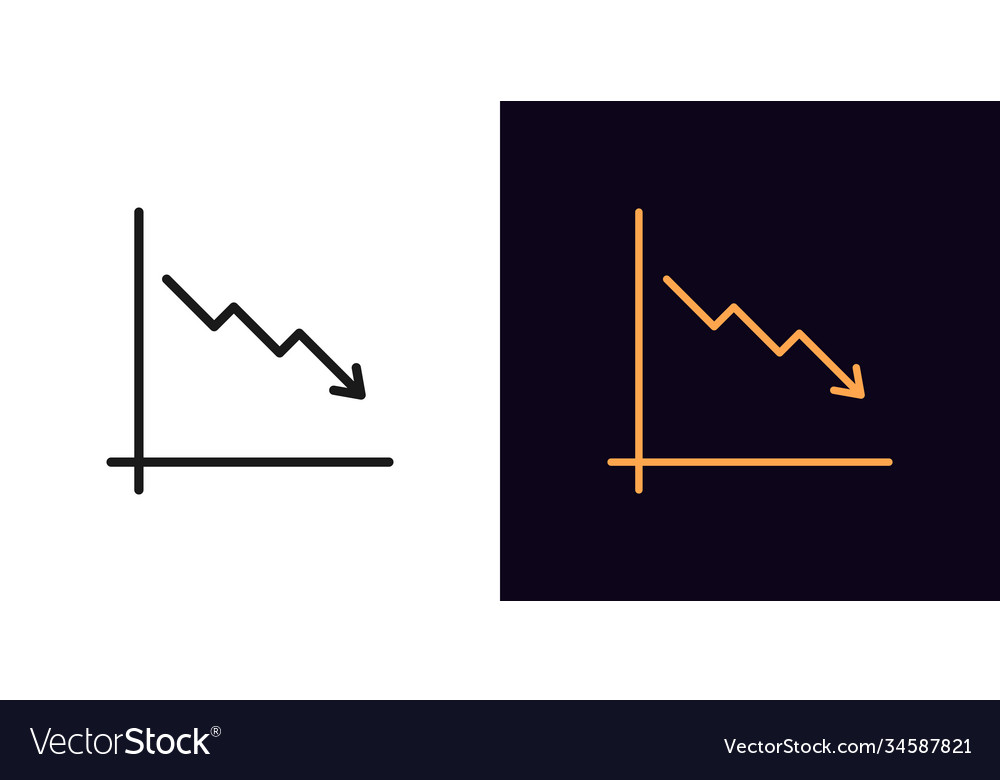 Outline downfall chart icon linear drop vector image Outline downfall chart icon linear drop