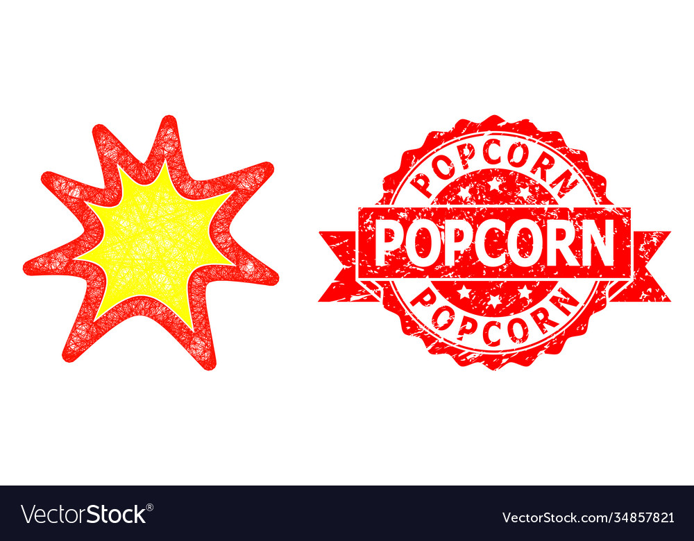 Rubber popcorn seal and net exploding boom icon vector image Rubber popcorn seal and net exploding boom icon