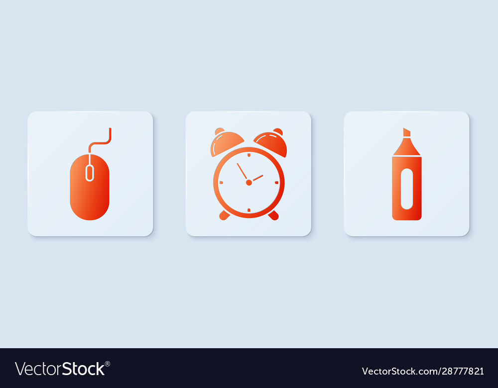 Set alarm clock computer mouse and marker pen Vector Image Set alarm clock computer mouse and marker pen